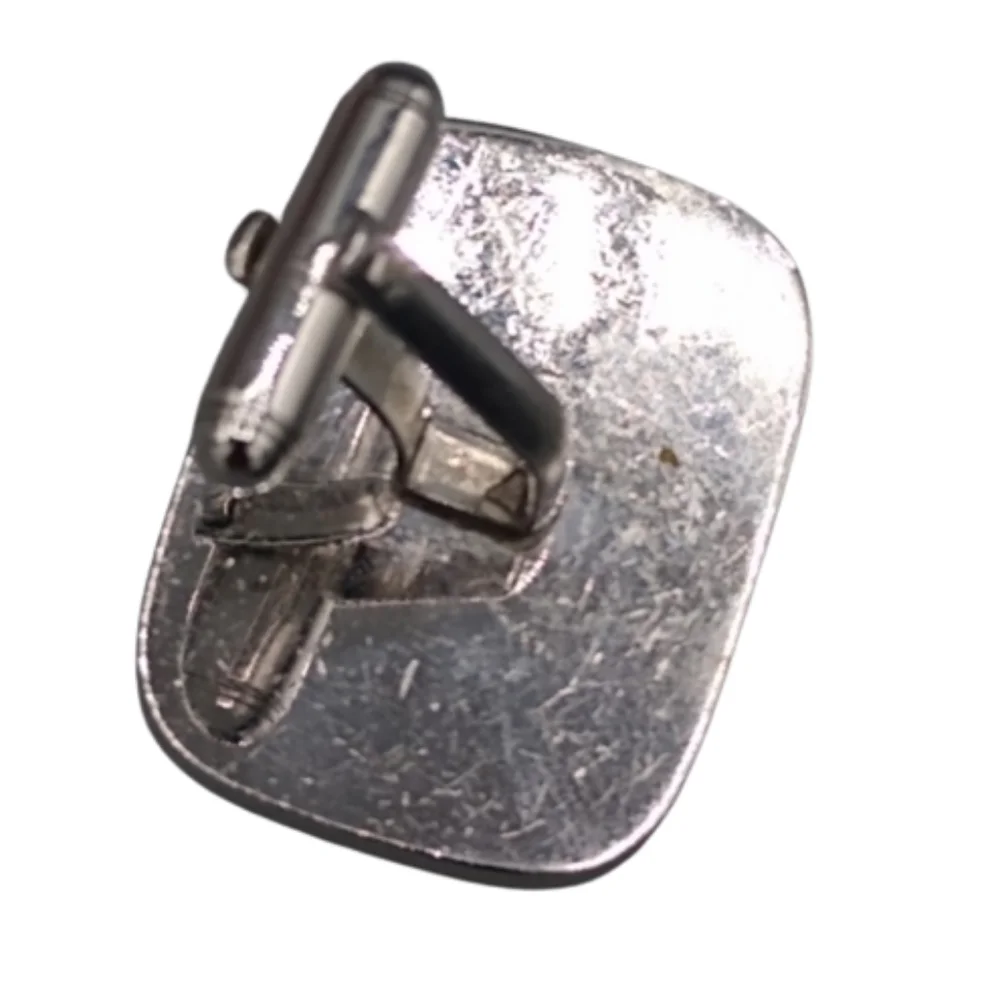 Men's Silver Etched Geometric Cuff Links Vintage
